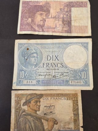 Lote Billetes Franceses  Varios Valores