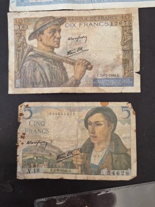 Lote Billetes Franceses  Varios Valores