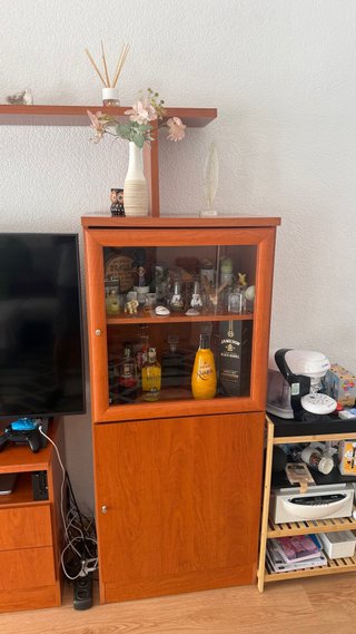 Mueble comedor madera con vitrina Mesa con 6 silla