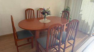 Mueble comedor madera con vitrina Mesa con 6 silla