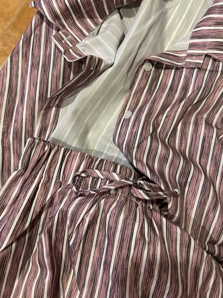Conjunto Shein Rayas Marrón y Blanco