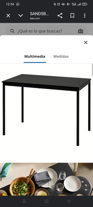 Mesa comedor negra 4-6 personas