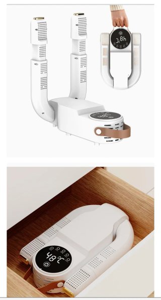 Secador de zapatos eléctrico blanco sin usar.