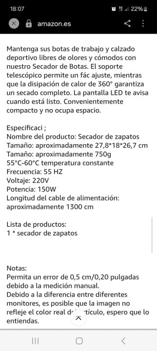 Secador de zapatos eléctrico blanco sin usar.