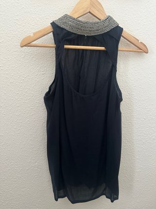 Camisa Stradivarius Negra Espalda Abierta Talla S