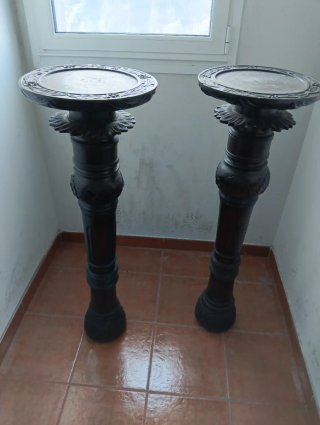 Venta en persona Pedestales de Caoba Tallados