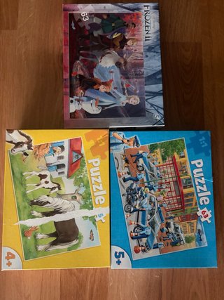 Lote 3 Puzzles Frozen, Granja y Policía
