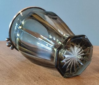 Vaso Art Decò Vetro Fumè Argento 800