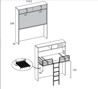CAMA ALTA ABATIBLE CON CAMA DE CAJONES INFERIO RM