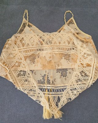 Top pizzo floreale beige taglia M L