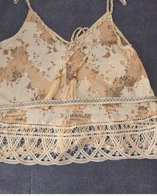 Top pizzo floreale beige taglia M L