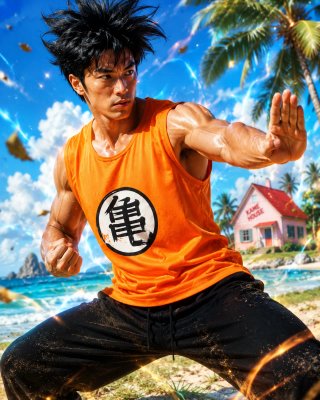 Camiseta tirantes anime Kame naranja gym