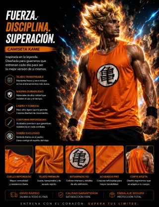 Camiseta tirantes anime Kame naranja gym