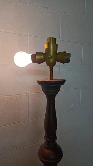 Lampada da terra vintage tessuto e legno