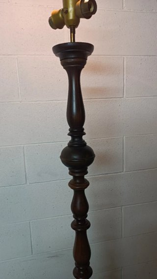 Lampada da terra vintage tessuto e legno
