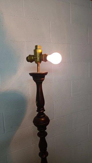 Lampada da terra vintage tessuto e legno