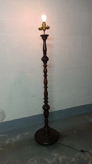 Lampada da terra vintage tessuto e legno