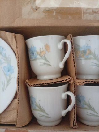 Juego de 6 tazas porcelana fina floral