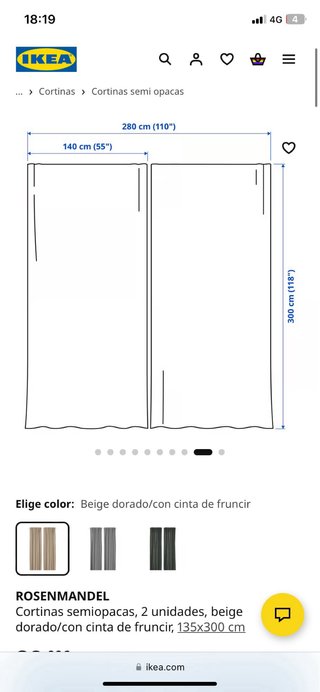 4 Cortinas opacas IKEA Beige