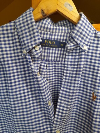 Camicia Polo Ralph Lauren a quadri blu/bianco Taglia
