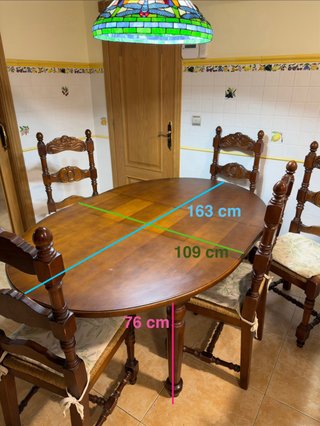 Mesa y 5 Sillas Comedor Madera