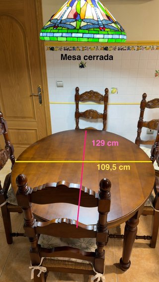 Mesa y 5 Sillas Comedor Madera