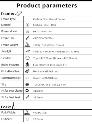 Cuadro Gravel BXT Carbono T54