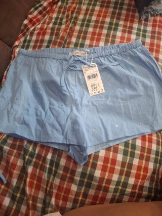 Mango Pantalón Corto Azul Talla M