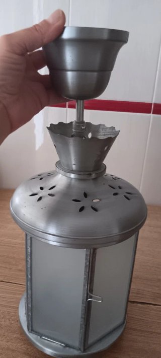 Farol metálico plateado colgante