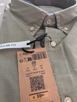 Camisa Scalpers Oxford Verde Caqui Talla 38