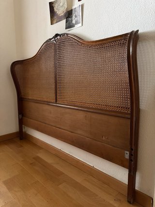 Cabecero francés vintage de ratán 140 cm