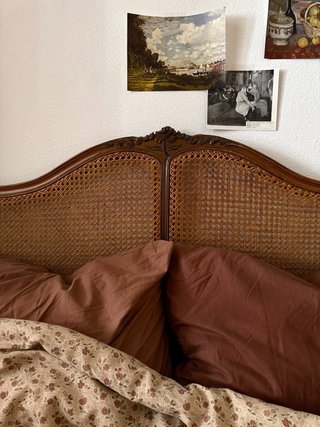 Cabecero francés vintage de ratán 140 cm