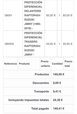 Protección Diferencial Delantero Suzuki Jimny