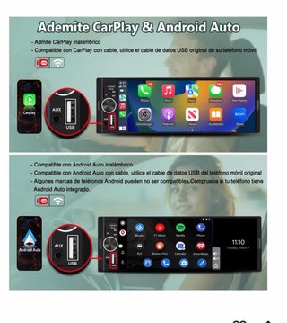 Radio Coche 1 DIN Junsun CarPlay Android Auto