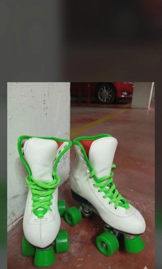 Patines infantiles 4 ruedas blancos y verdes