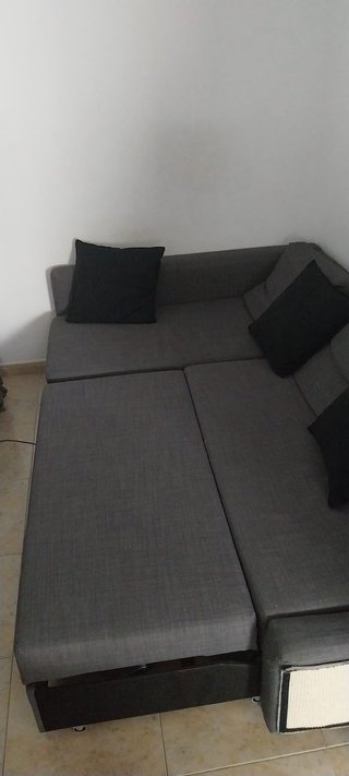 Sofá cama modular gris con almacenaje - FRIHETEN