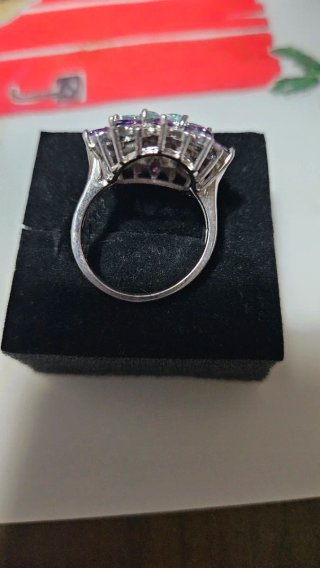 Anillo Plata con Piedras Moradas y Rosas