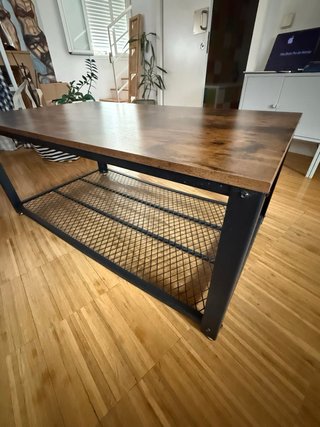 Mesa de centro industrial madera y metal