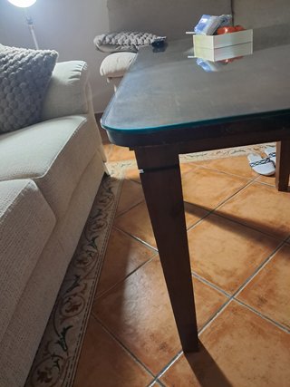 Mesa camilla rectangular madera y cristal