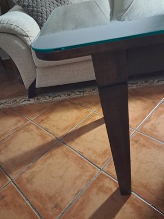 Mesa camilla rectangular madera y cristal