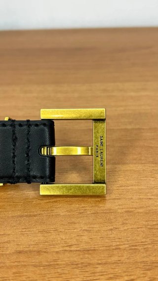 Cintura Saint Laurent nera con fibbia oro