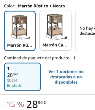 VASAGLE Mesa Auxiliar con Enchufe