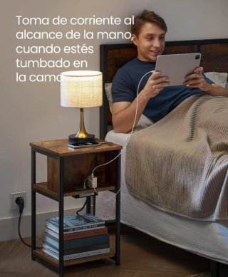 VASAGLE Mesa Auxiliar con Enchufe
