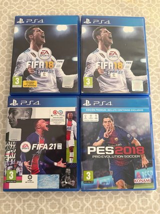 Lote 4 Juegos PS4: FIFA 18, FIFA 21, PES 2018