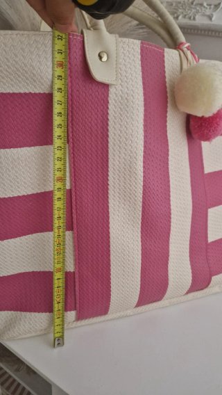 Bolso de playa/piscina rayas rosa y beige