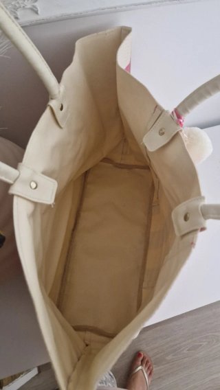 Bolso de playa/piscina rayas rosa y beige