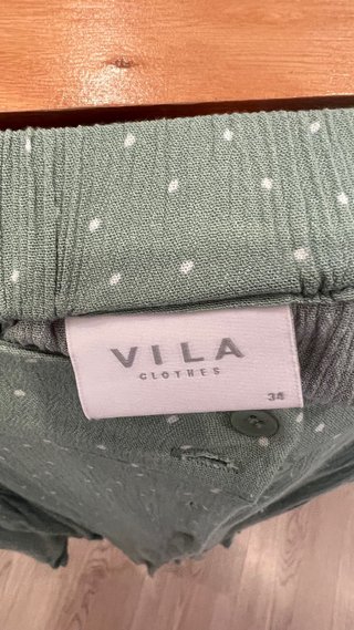 Falda midi Vila topos blancos