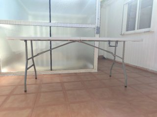 Mesa plegable resina rectangular 180x75cm. Nueva