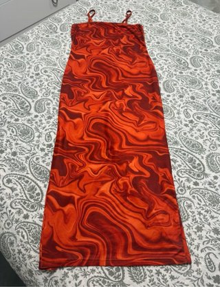 Vestido naranja tirantes estampado