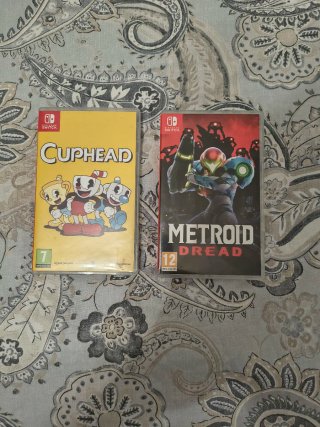 Carátulas juegos Nintendo Switch Cuphead y Metroid